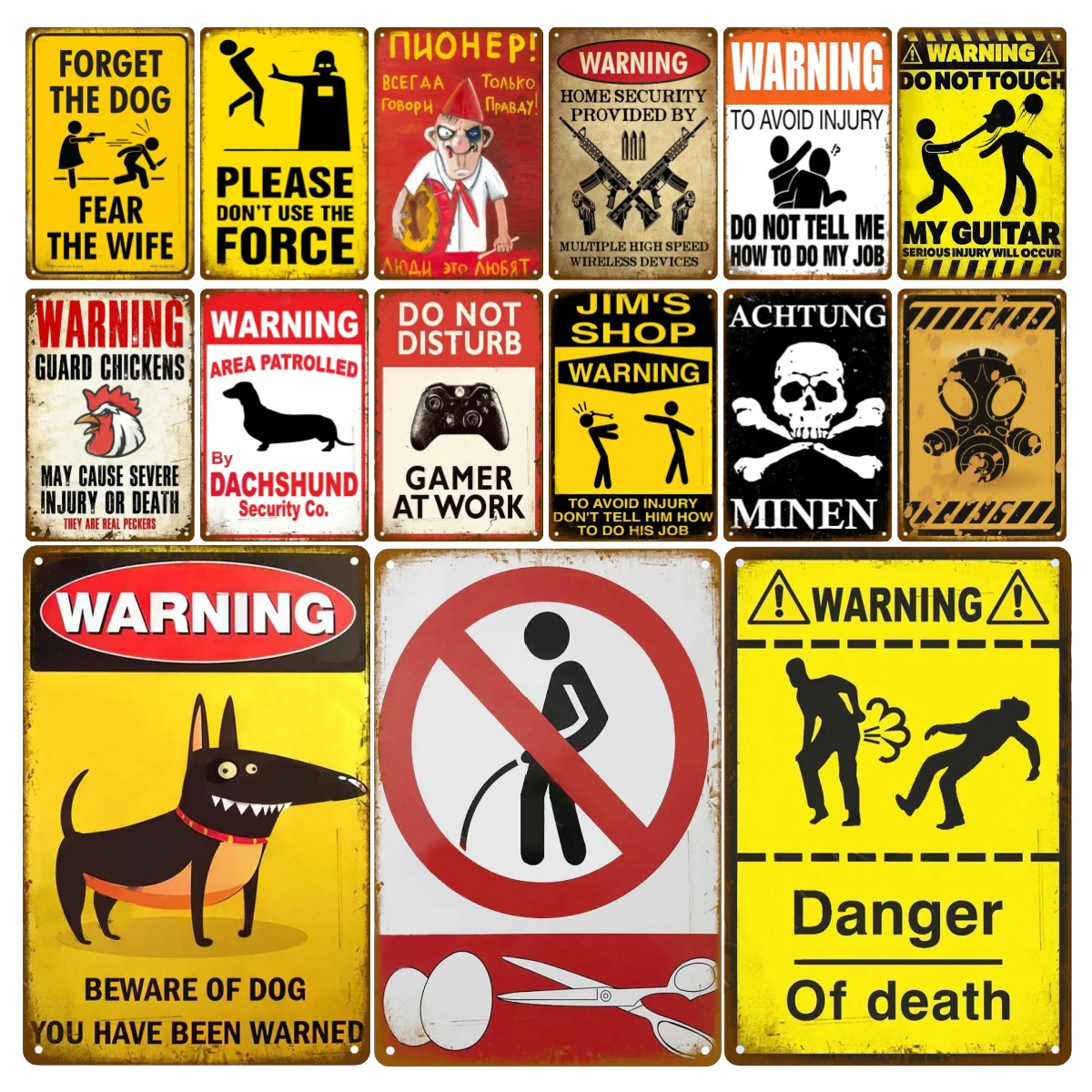 Home Security Quotes - Papan Tanda Logam HD Vintage Lucu