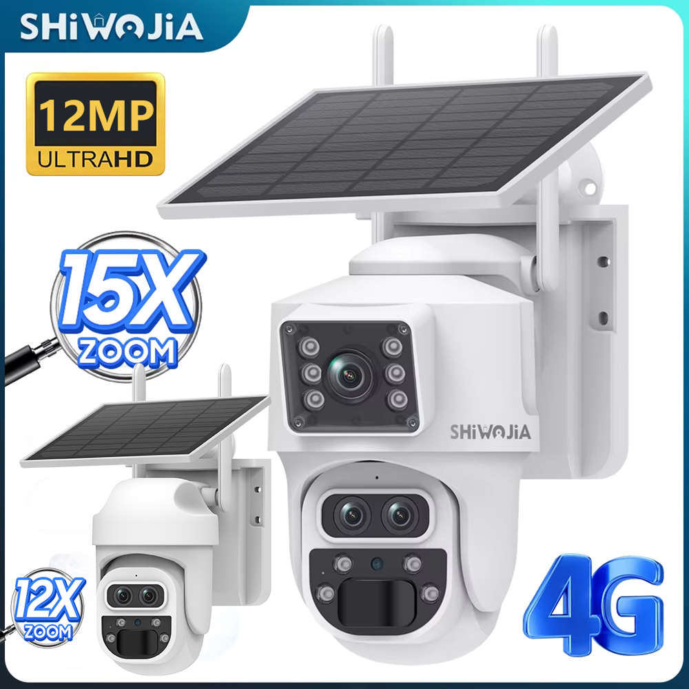 Home Security Outdoor Cameras - SHIWOJIA Kamera Surya Zoom 12MP 6K