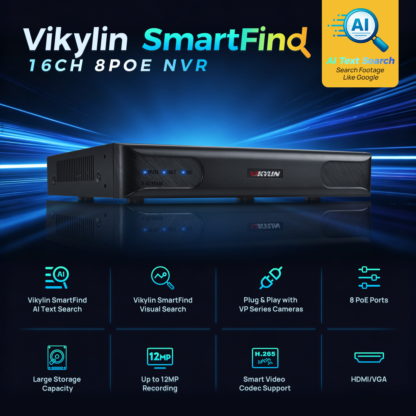 Home Security America - Vikylin 4K NVR 16CH 8POE Sistem