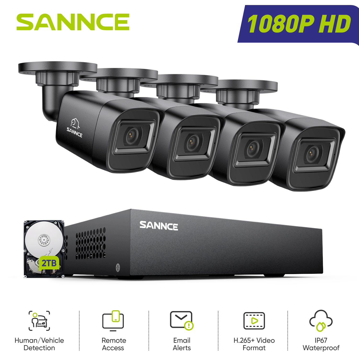 Home Security Outdoor Cameras - SANNCE Sistem Kamera Keamanan 1080P 8CH