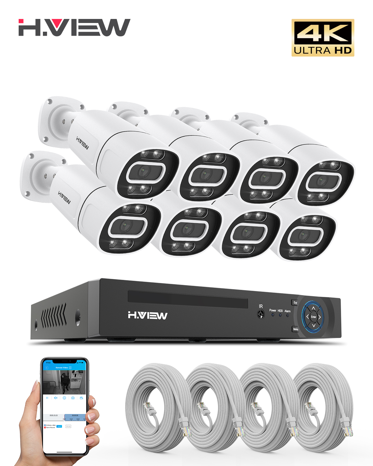Home Security Outdoor Cameras - H.View 4K 5Mp 8Mp Poe Sistem