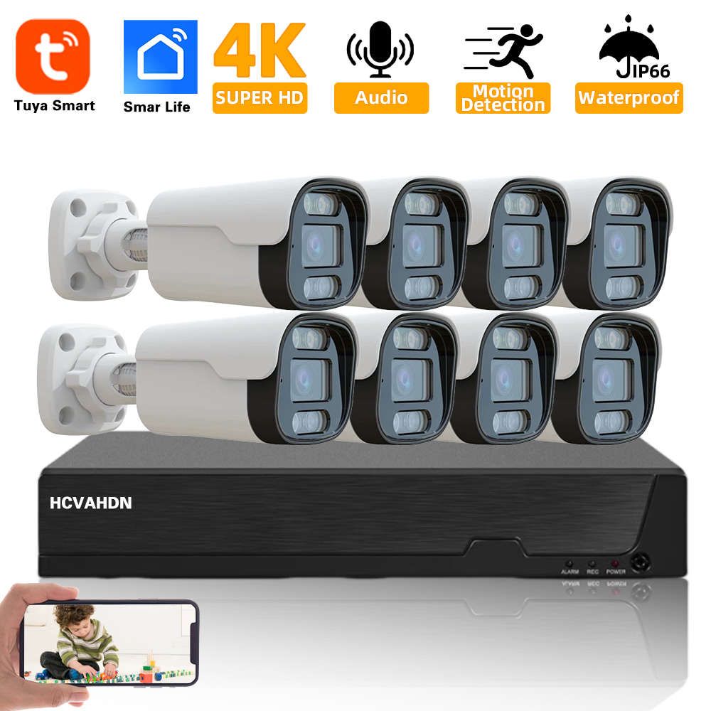 Home Security Outdoor Camera System - 4K 8MP Kit keamanan TUYA 8CH