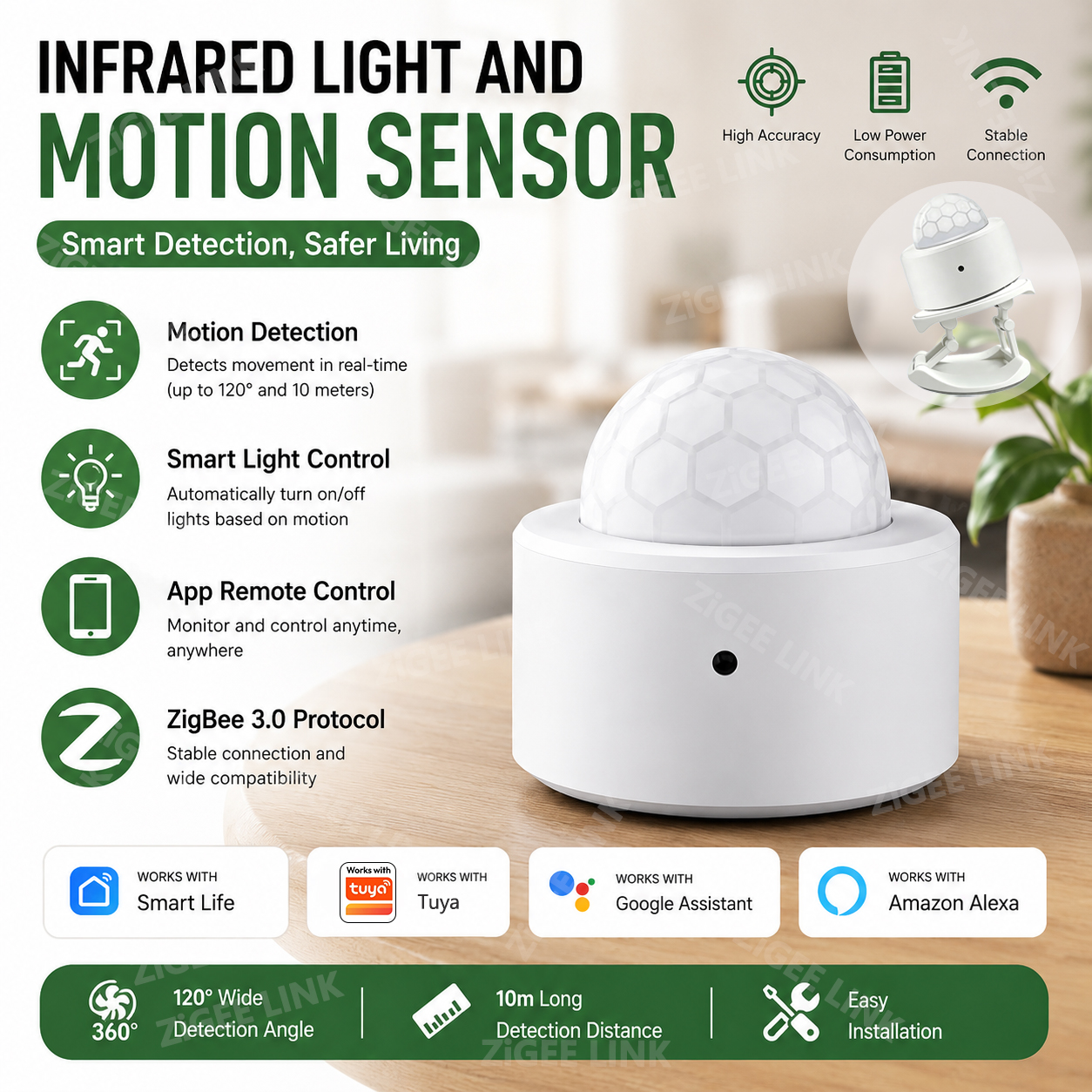 Home Security Gadgets - Zigbee3.0 Mini PIR Sensor Gerak Manusia