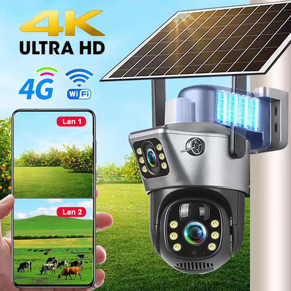 Home Security Outdoor Cameras - Kamera Surya 4G / WiFi Lensa