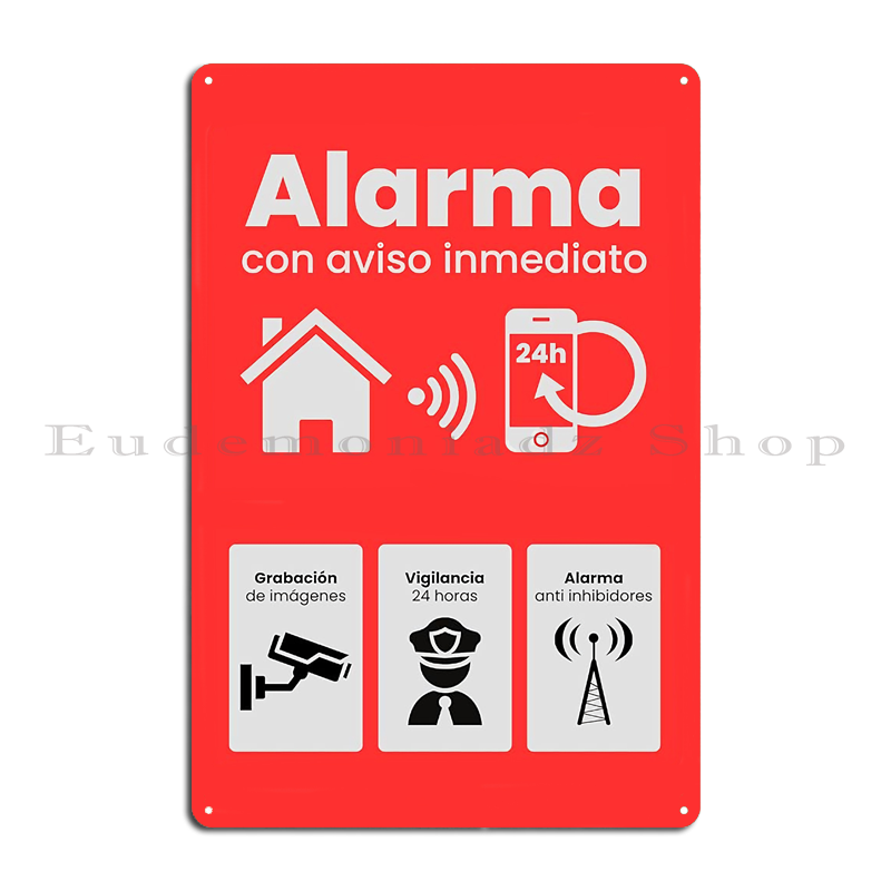 Plakat Logam Sistem Alarm 24 J - Home Security Gadgets ulasan dan harga