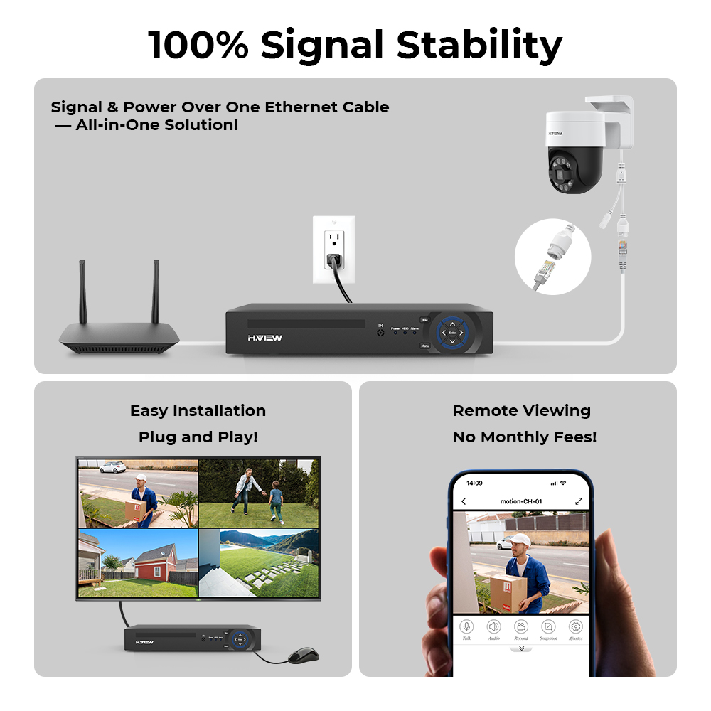 H.view 8Ch 4K 5MP 8MP sistem k - Home Security Outdoor Cameras ulasan dan harga