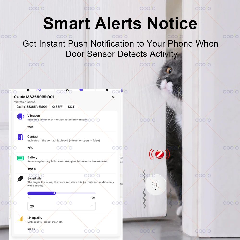 ZigBee 3.0 Sensor Getaran Alar - Home Security Gate ulasan dan harga