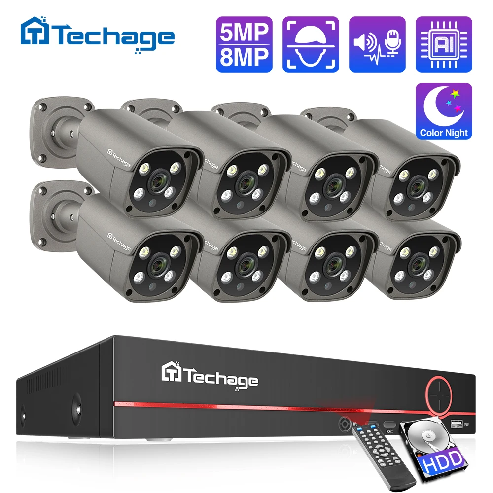 Techage Kit kamera keamanan 8C - Home Security Outdoor Camera System ulasan dan harga