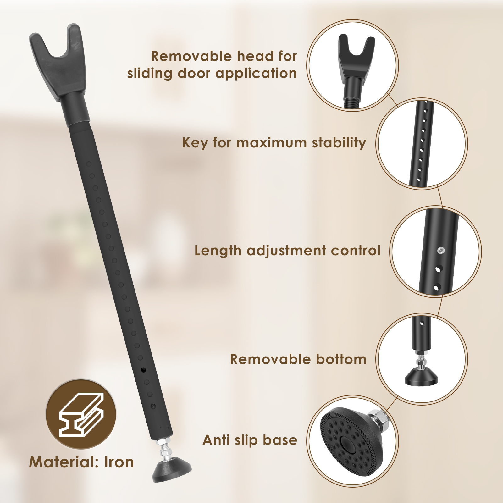 Batang Kunci Pintu Geser 44-55 - Home Security Door Reinforcement Lock ulasan dan harga