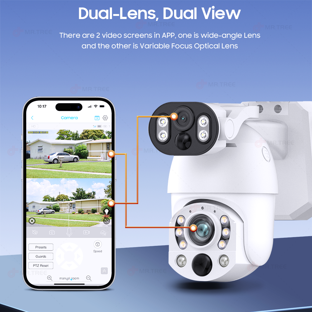 Kamera IP CCTV lensa ganda Zoo - Home Security Outdoor Cameras ulasan dan harga