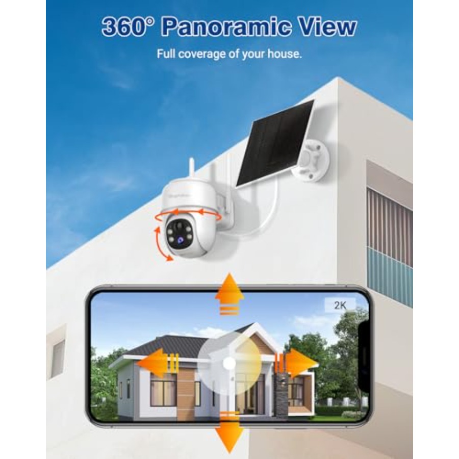 360 ° Kamera Keamanan PTZ Nirk - Camera Solar Wireless ulasan dan harga