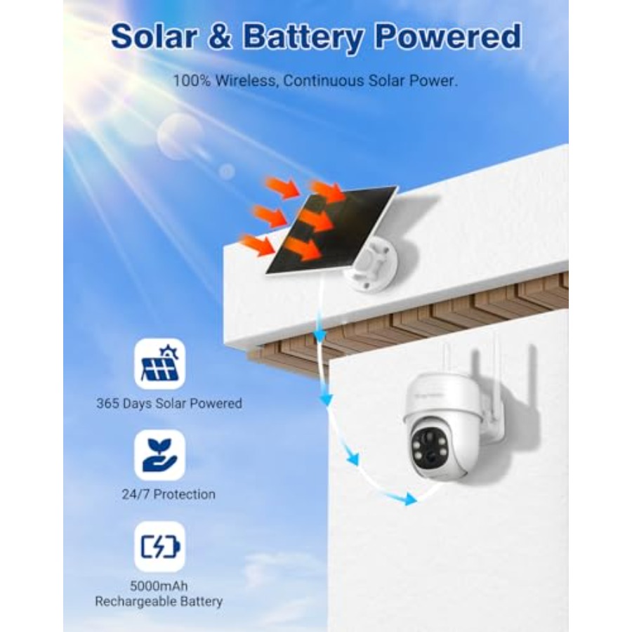 360 ° Kamera Keamanan PTZ Nirk - Camera Solar Wireless ulasan dan harga
